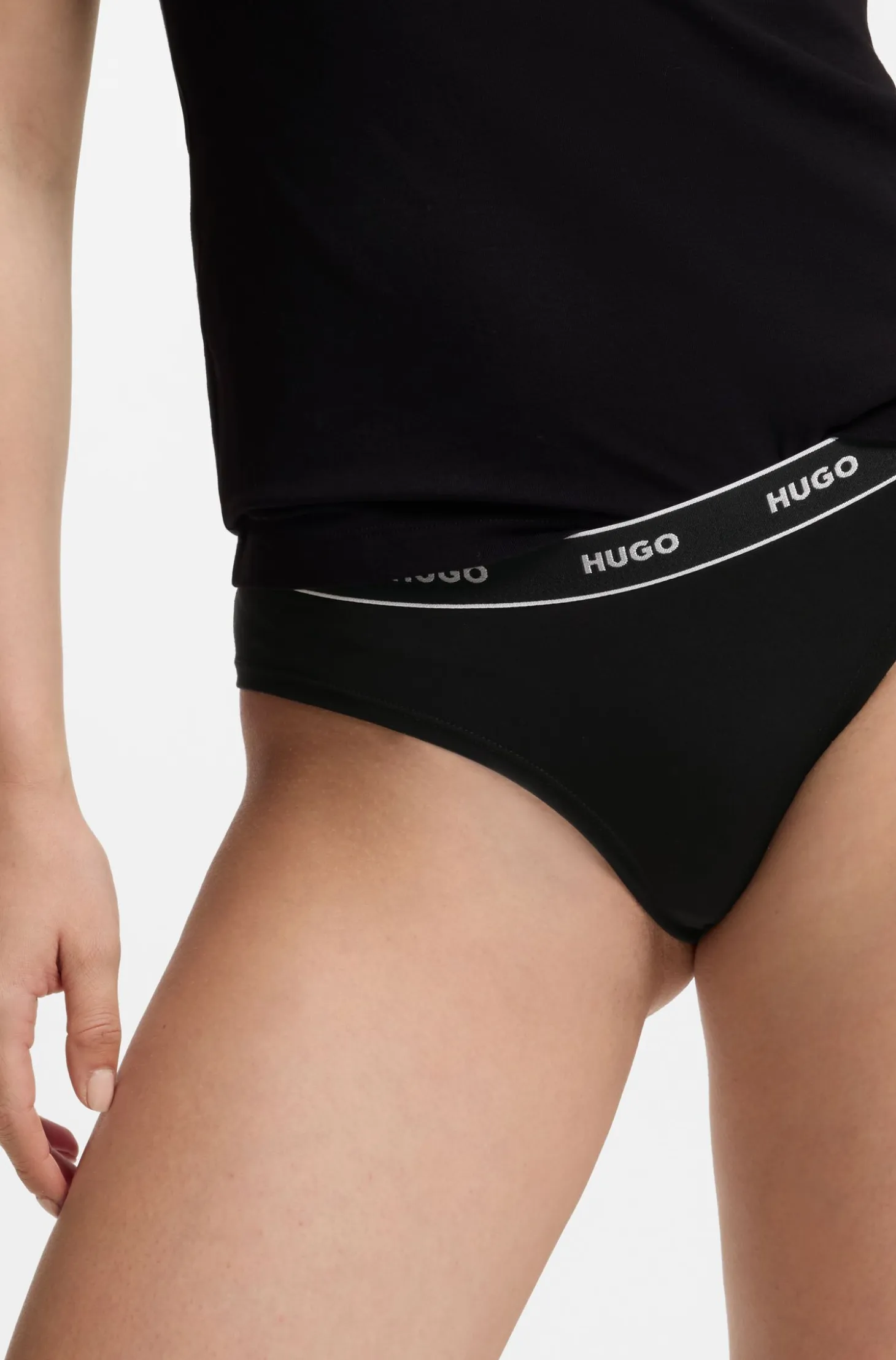 Stretch-cotton briefs with logo waistband