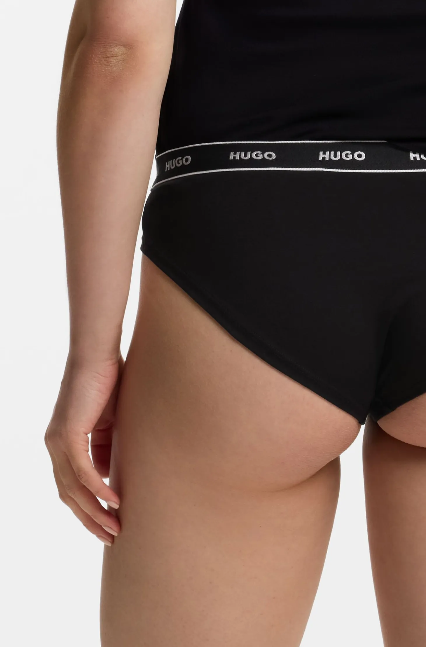 Stretch-cotton briefs with logo waistband