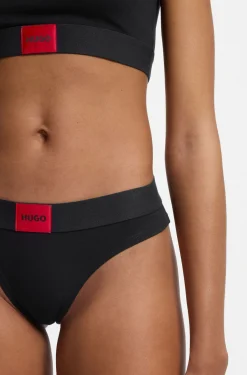 Stretch-cotton briefs with red logo label