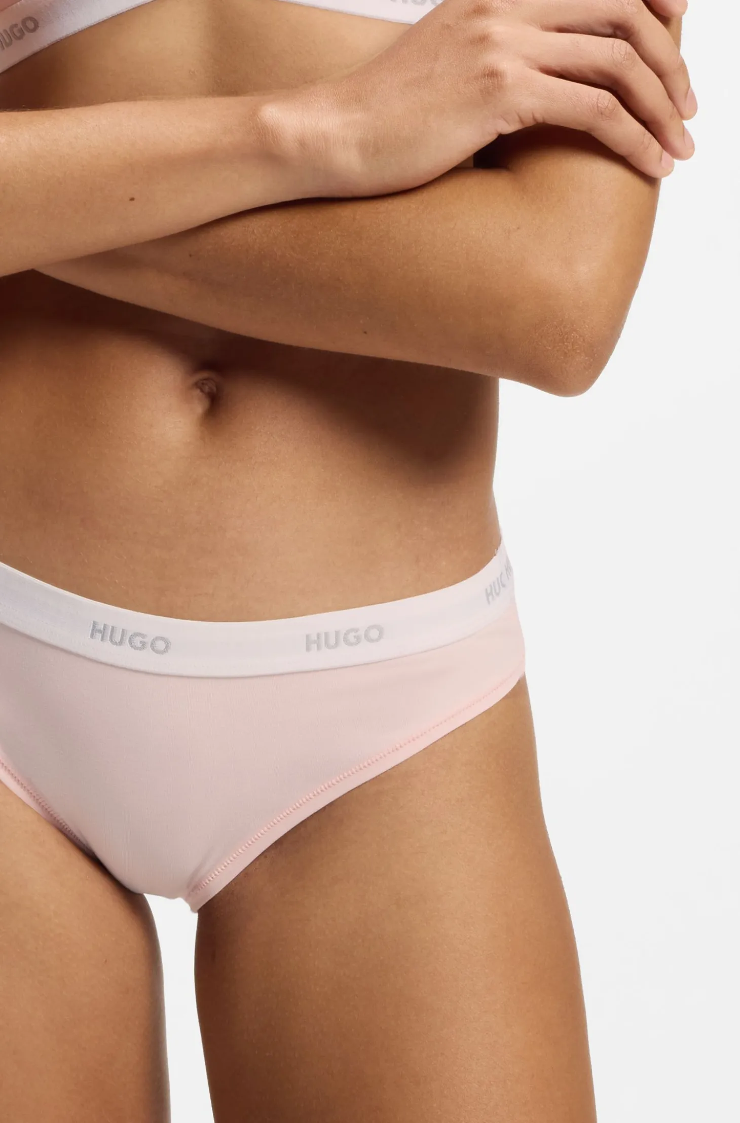 Stretch-cotton briefs with repeat logos