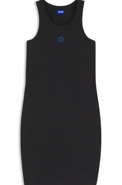 Stretch-cotton dress with Happy HUGO