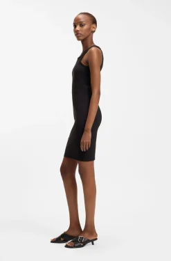 Stretch-cotton dress with Happy HUGO