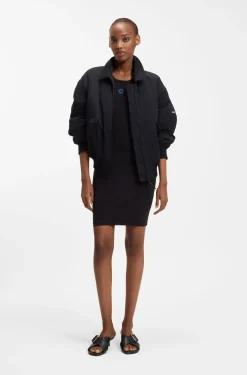 Stretch-cotton dress with Happy HUGO