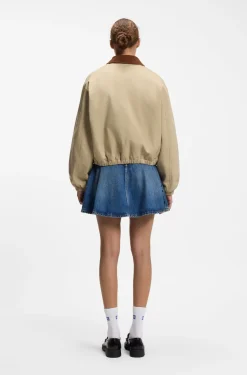 Stretch-cotton jacket with contrast corduroy collar