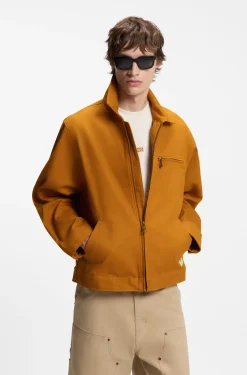 Stretch-cotton jacket with zipped chest pocket
