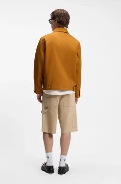 Stretch-cotton jacket with zipped chest pocket