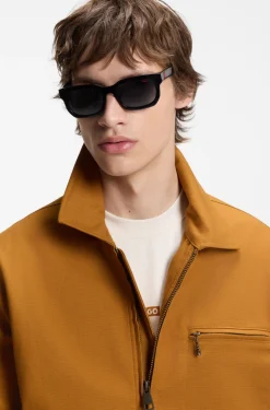 Stretch-cotton jacket with zipped chest pocket