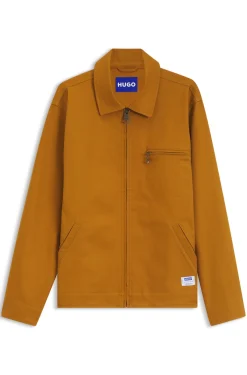 Stretch-cotton jacket with zipped chest pocket