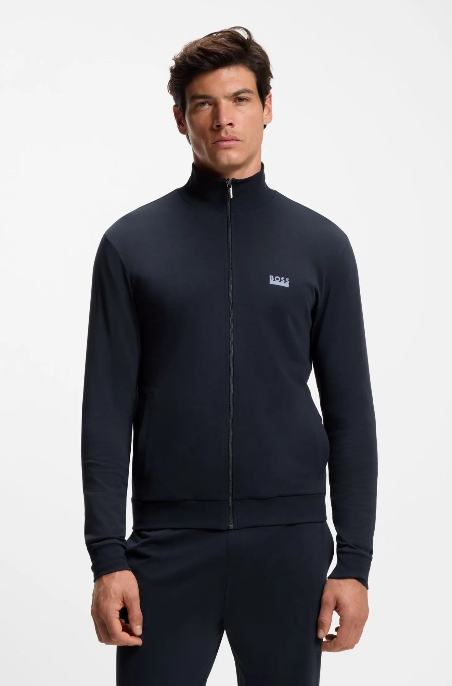 Stretch-cotton loungewear tracksuit with logos