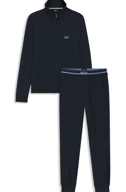 Stretch-cotton loungewear tracksuit with logos