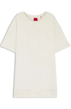 Stretch-cotton night dress with mesh insert