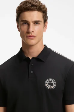 Stretch-cotton polo shirt with tennis-inspired logo