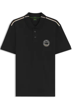 Stretch-cotton polo shirt with tennis-inspired logo