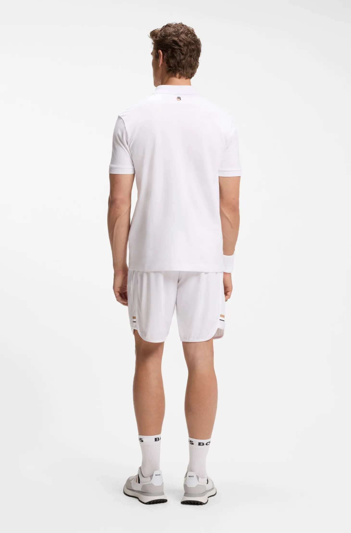 Stretch-cotton polo shirt with tennis-inspired logo