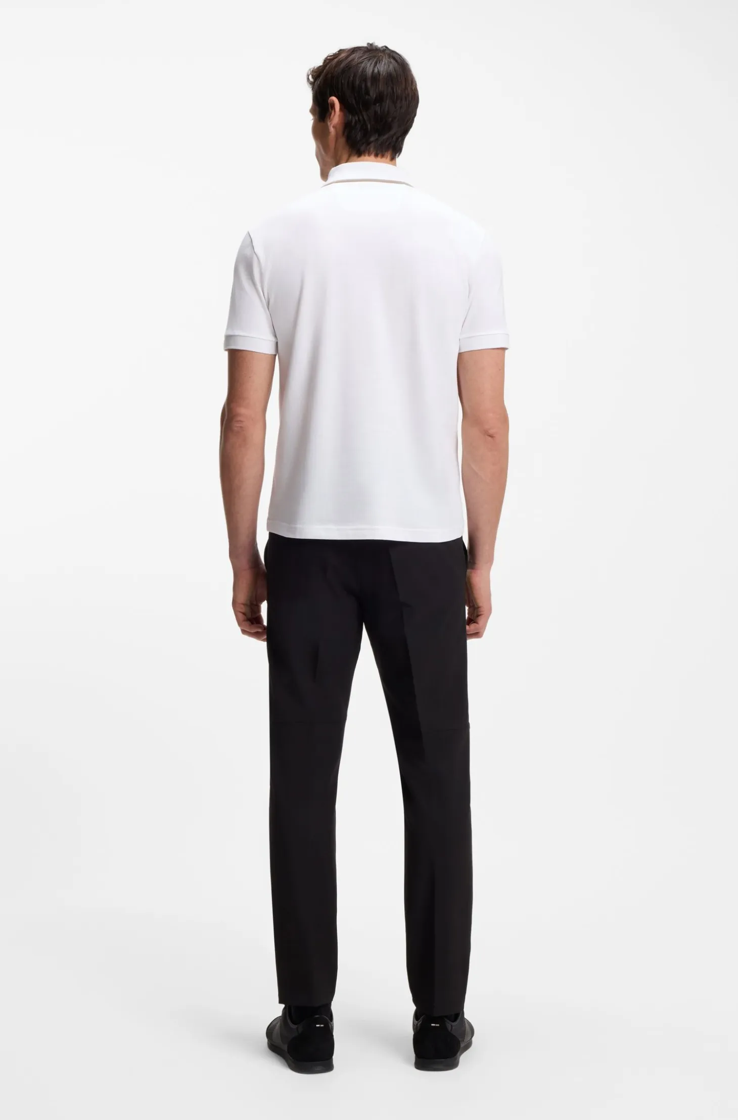 Stretch-cotton polo shirt with contrast stripes