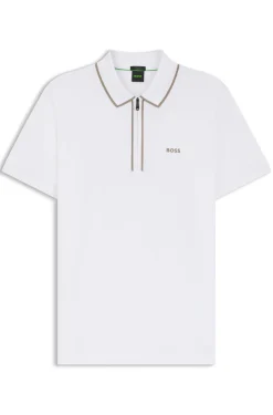 Stretch-cotton polo shirt with contrast stripes