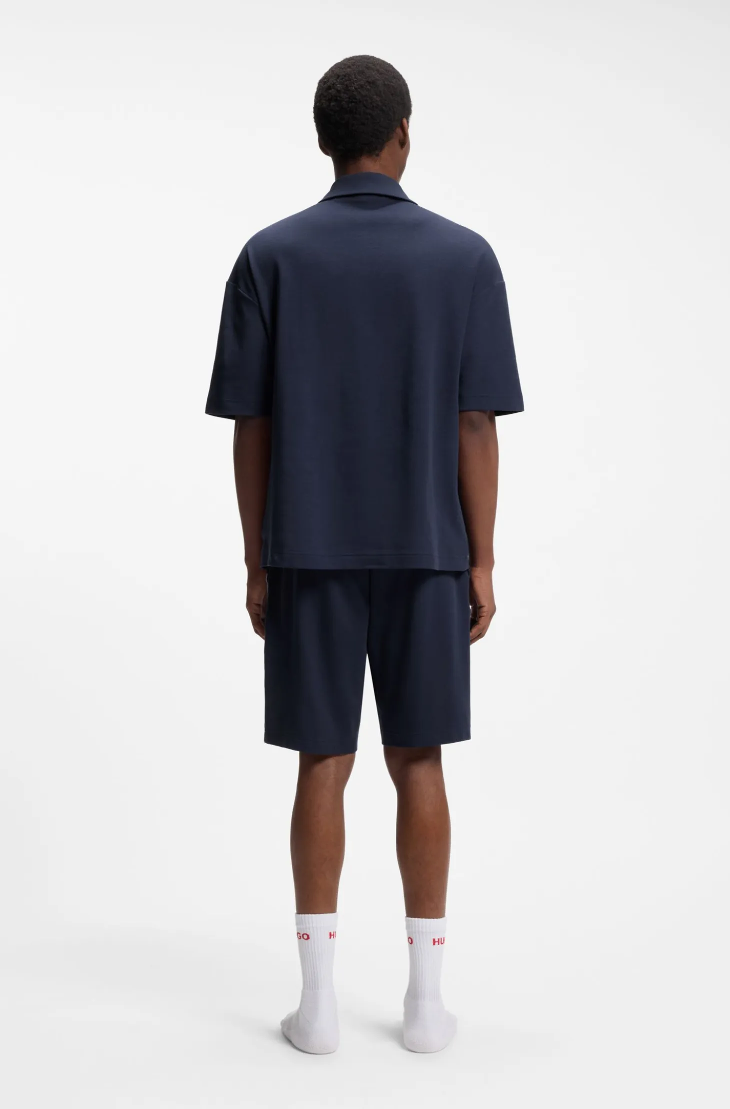 Stretch-cotton polo shirt with logo tape