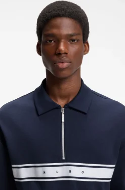 Stretch-cotton polo shirt with logo tape