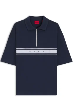 Stretch-cotton polo shirt with logo tape