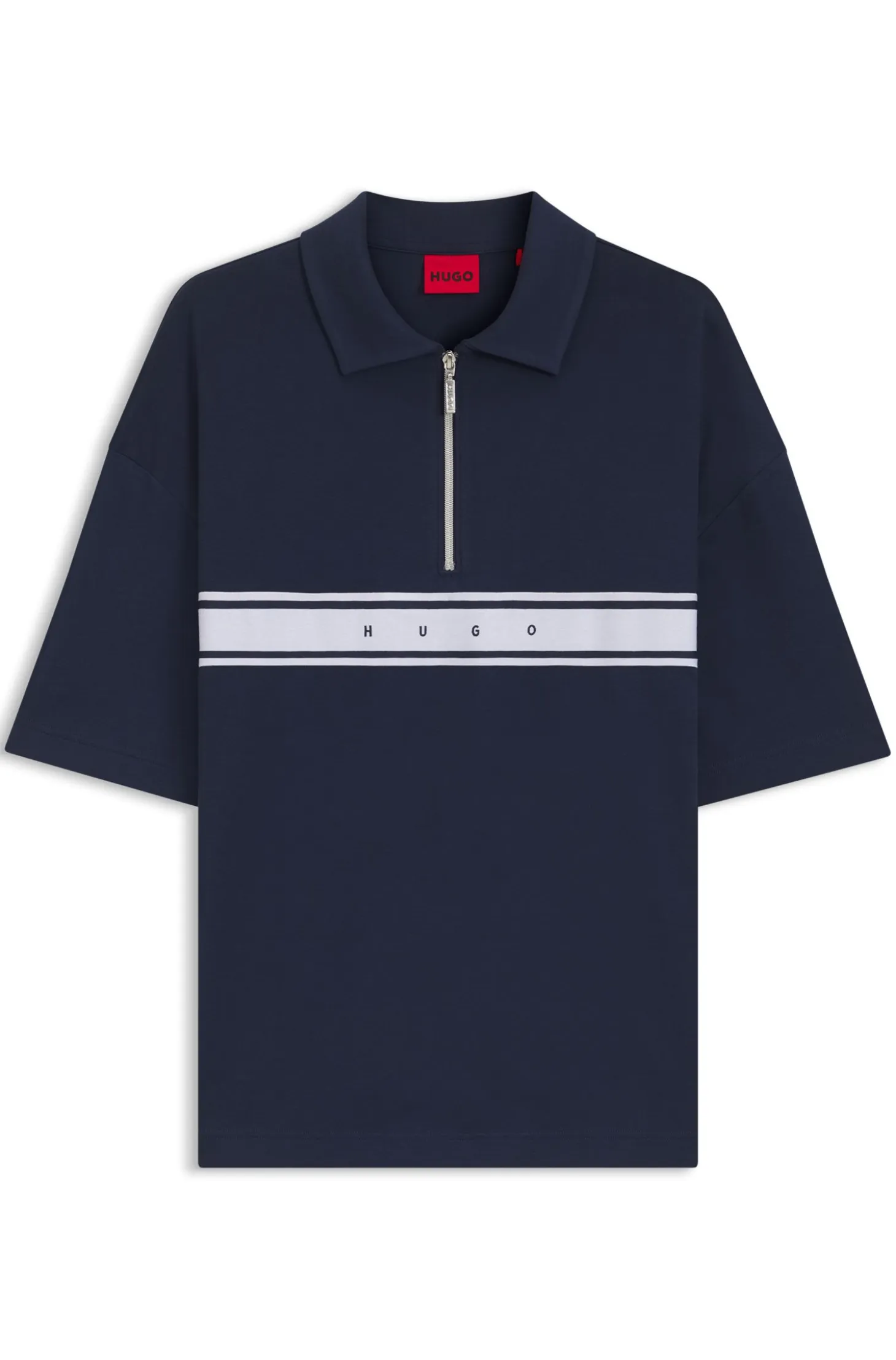 Stretch-cotton polo shirt with logo tape