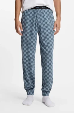 Stretch-cotton pyjama bottoms with stacked-logo print