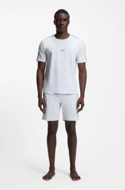 Stretch-cotton pyjama shorts with signature-stripe tape