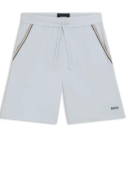 Stretch-cotton pyjama shorts with signature-stripe tape