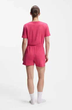 Stretch-cotton pyjama shorts with branded cords