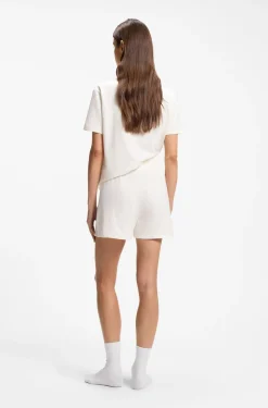 Stretch-cotton pyjama shorts with branded cords