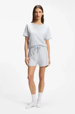 Stretch-cotton pyjama shorts with branded cords