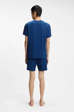 Stretch-cotton pyjamas with logo labels