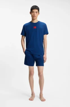 Stretch-cotton pyjamas with logo labels