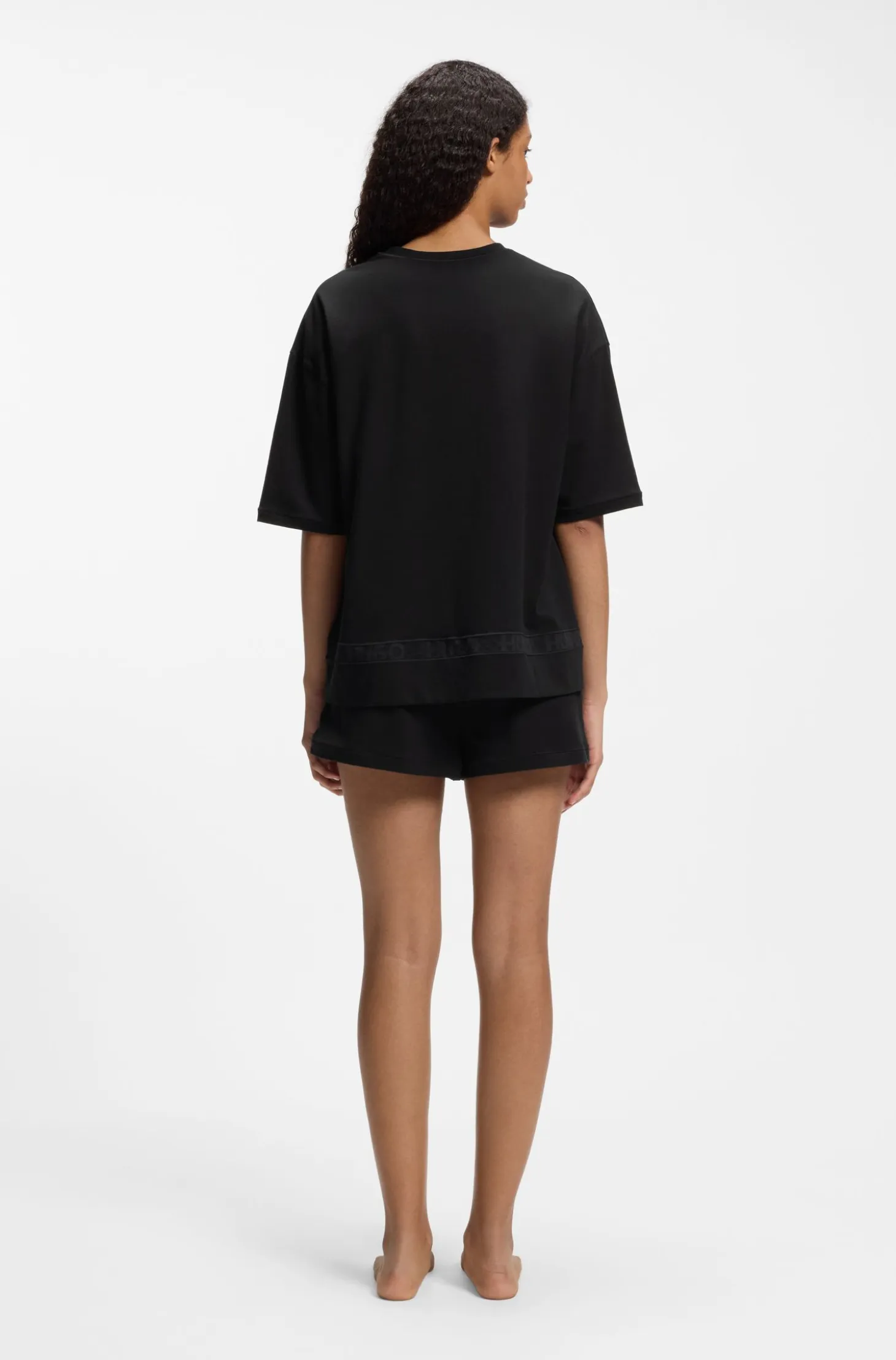 Stretch-cotton pyjamas with mesh logo inserts