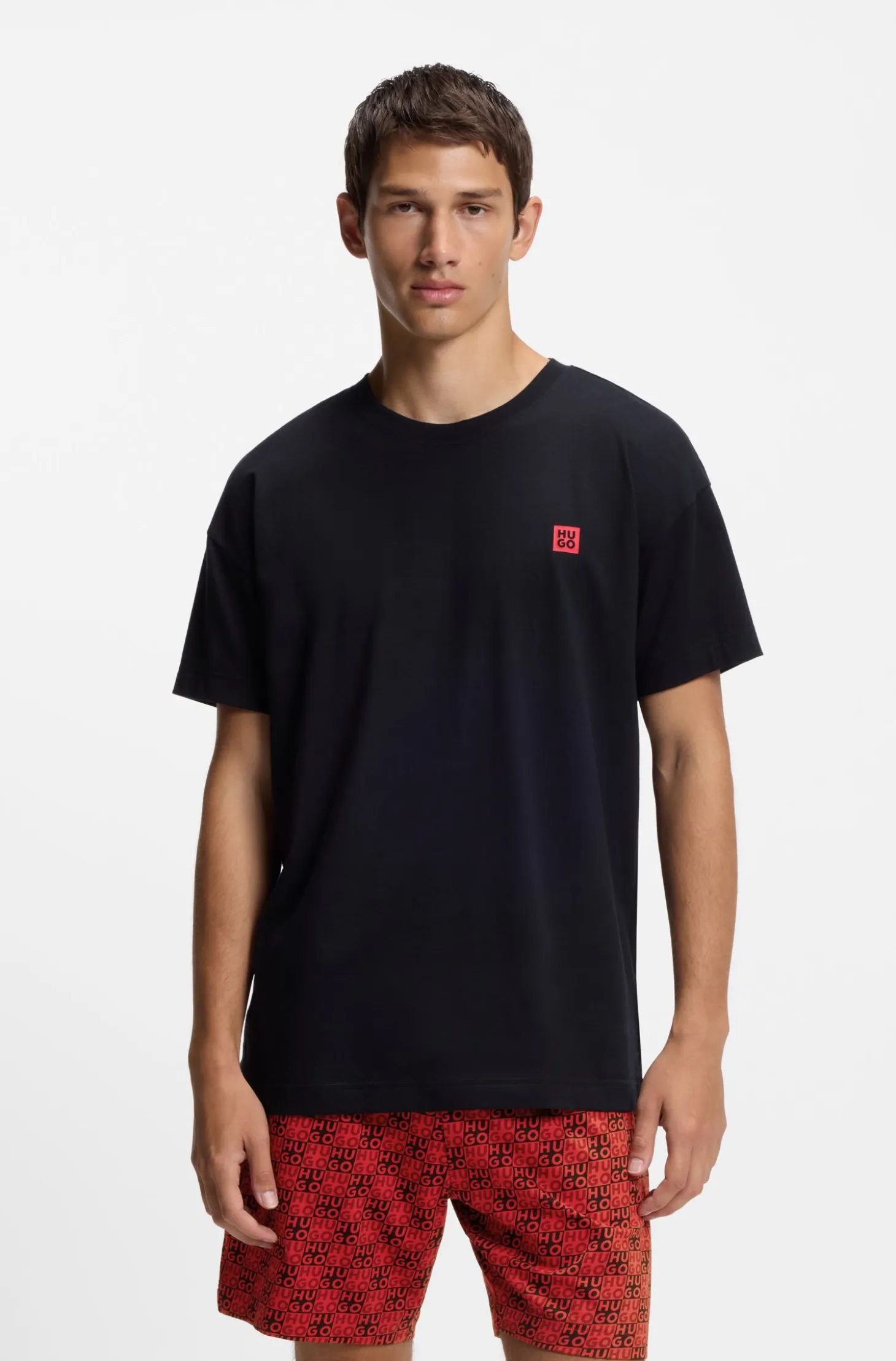 Stretch-cotton pyjamas with stacked logos