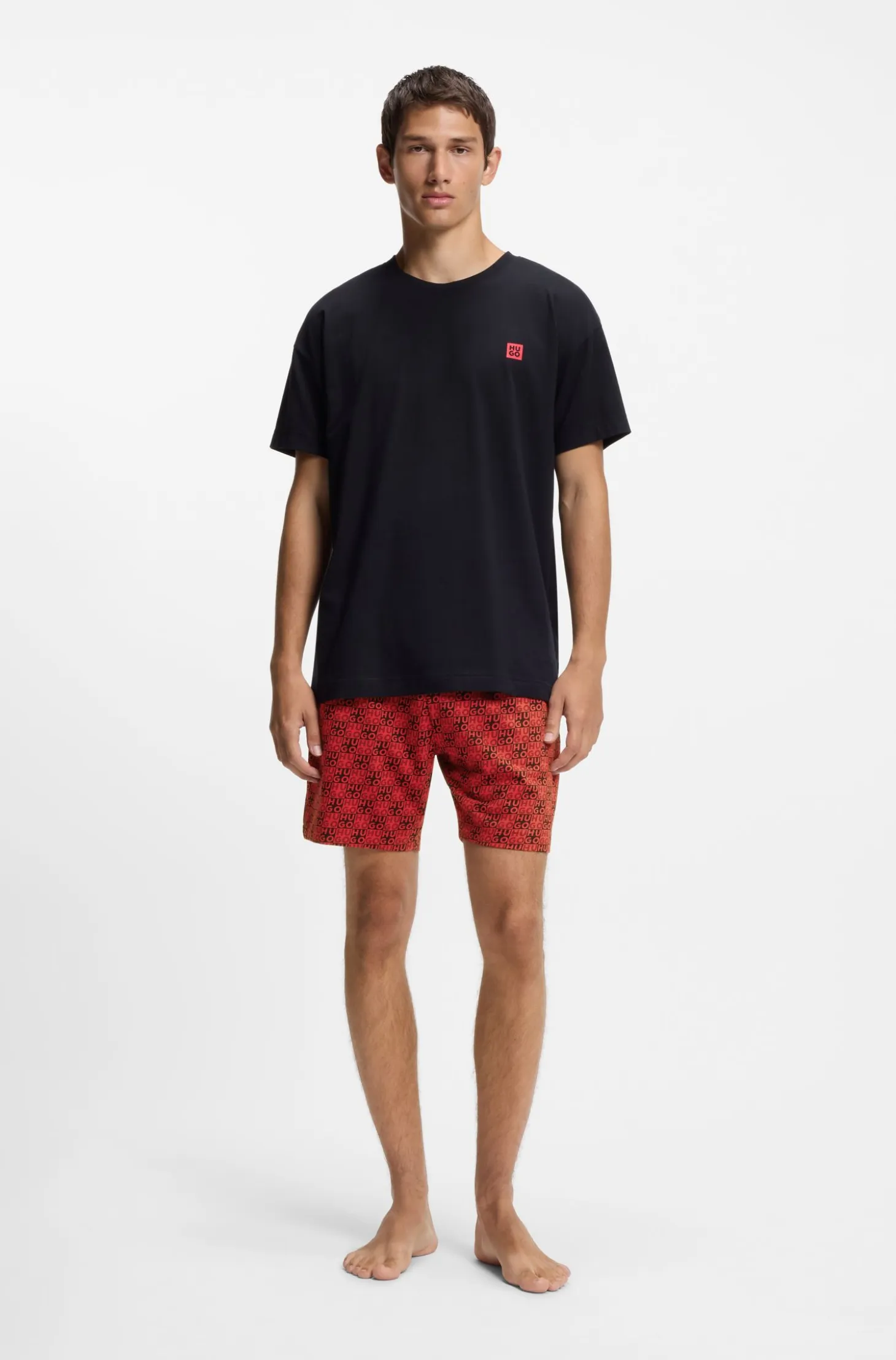 Stretch-cotton pyjamas with stacked logos