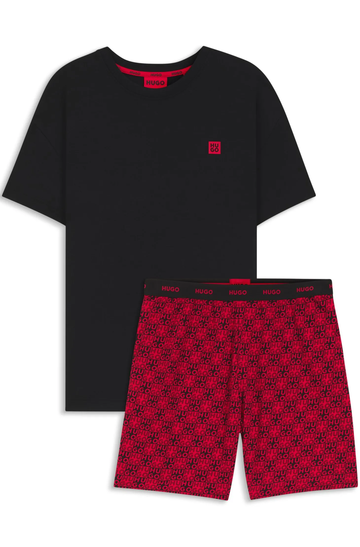 Stretch-cotton pyjamas with stacked logos