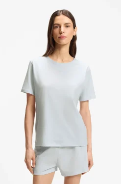 Stretch-cotton pyjama T-shirt with logo print