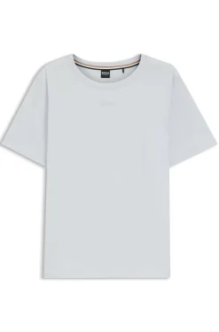 Stretch-cotton pyjama T-shirt with logo print