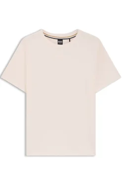 Stretch-cotton pyjama T-shirt with logo print