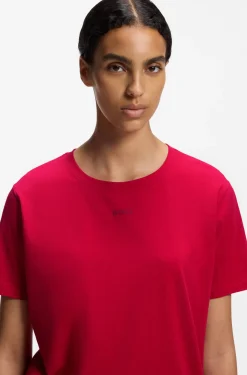 Stretch-cotton pyjama T-shirt with logo print