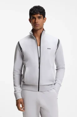 Stretch-cotton regular-fit tracksuit set with stripe inserts