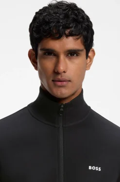 Stretch-cotton regular-fit tracksuit set with stripe inserts