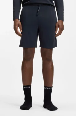 Stretch-cotton shorts with embroidered logo