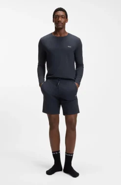Stretch-cotton shorts with embroidered logo