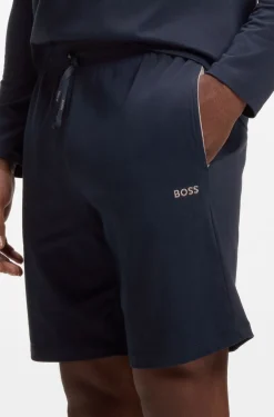 Stretch-cotton shorts with embroidered logo