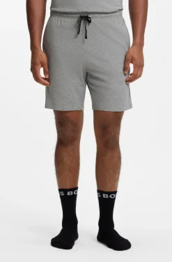 Stretch-cotton shorts with embroidered logo