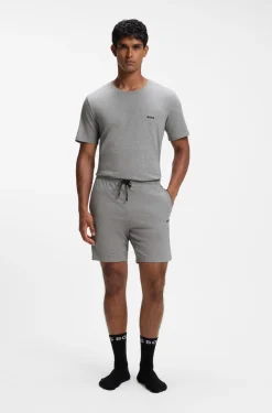 Stretch-cotton shorts with embroidered logo