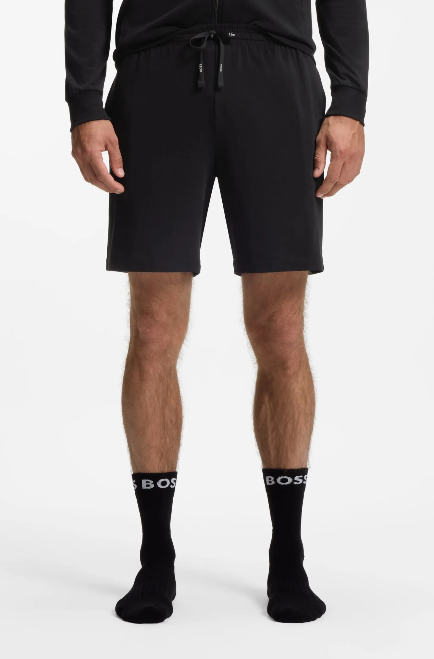 Stretch-cotton shorts with embroidered logo