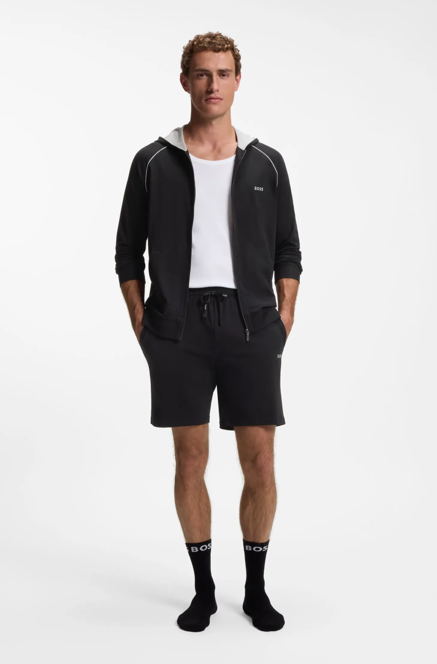 Stretch-cotton shorts with embroidered logo
