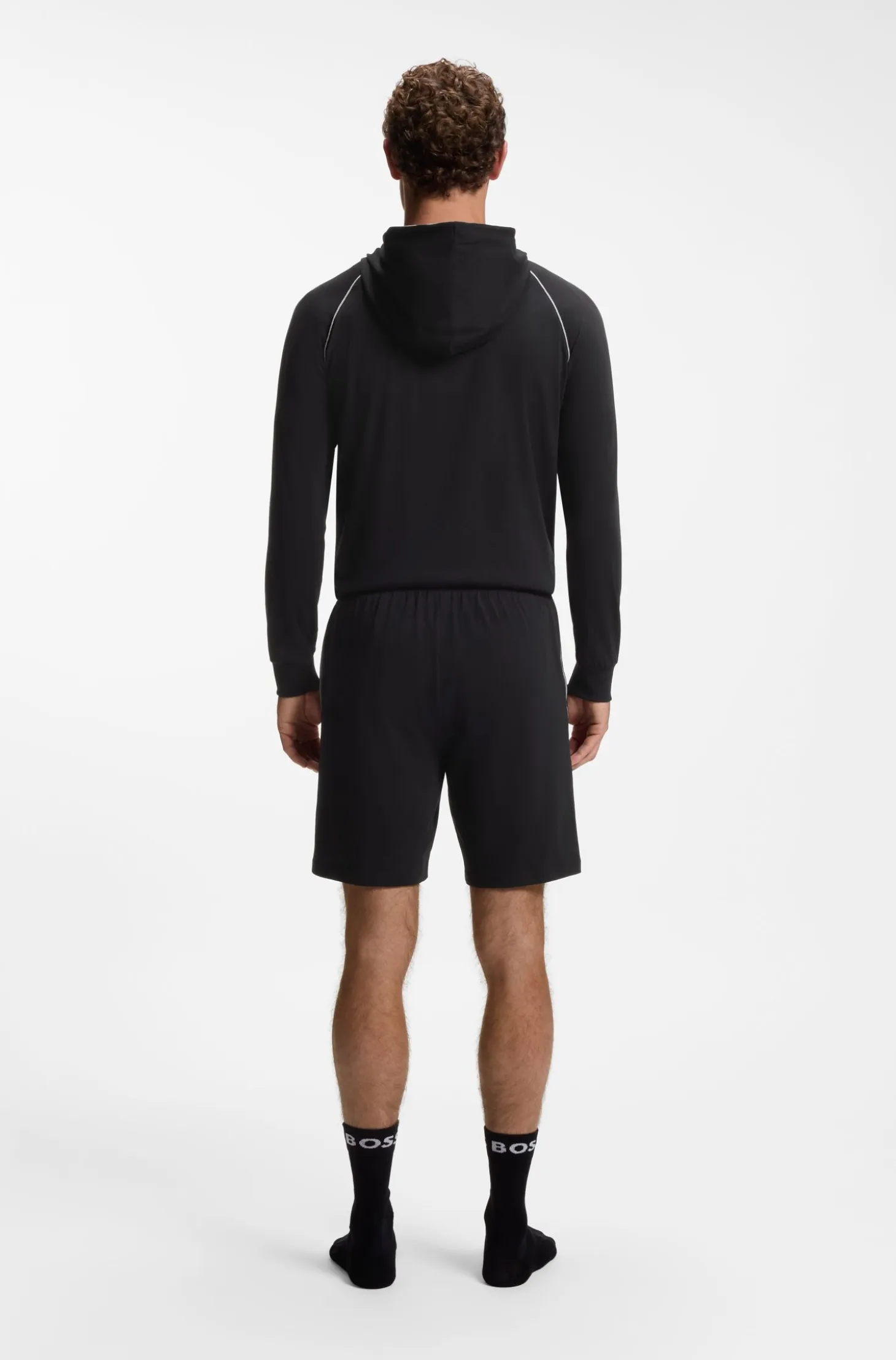 Stretch-cotton shorts with embroidered logo